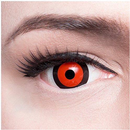 Farbige Funnylens rote Mini Sclera Blood Cell Kontaktlinsen inkl. 60 ml Pflegemittel und Behälter, weich ohne Stärke, 2er Pack - Top-Markenqualität perfekt zu Halloween, Fasching und Karneval