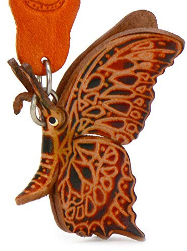 MONKIMAU Schlüsselanhänger Schmetterling Figur aus Leder Deko Taschenanhänger Tier-Anhänger