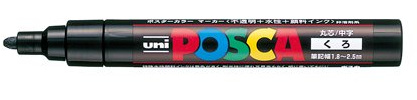 Mitsubishi Pencil Posca PC5M.24 Water-Based Pen, Medium Point, Round Core, Black