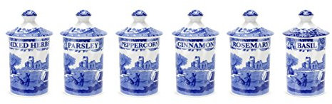Spode 1389542 Blue Italian Spice Jar, Set of 6