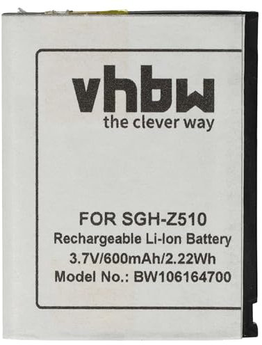 vhbw 1x batteria compatibile con Samsung SGH-D820, SGH-Z510, SGH-P300 smartphone cellulare (600mAh, 3,7V, Li-Ion) - Sostituisce BST4048BES/STD