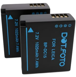 2 x Dot.Foto BP-DC15-E, BP-DC15-U, BP-DC15-TK Premium 7.2v / 1025mAh Akku für Leica D-LUX (Typ 109), D-LUX 7, D-LUX 8 / C-LUX