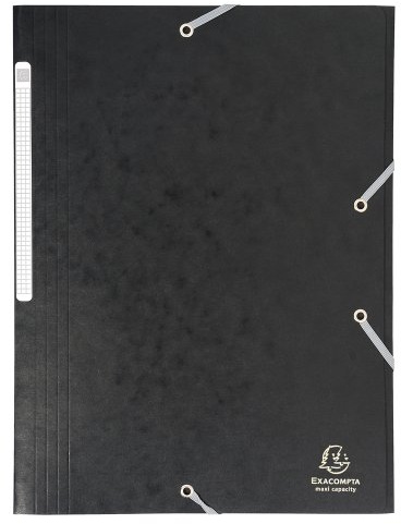 EXACOMPTA 3 Mappen mit Gummibändern Maxi capacity glänzendem Karton 425 g, Nature Future, Din A4, schwarz