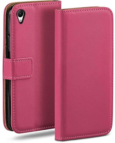 moex für Sony Xperia Z3 Hülle mit Kartenfach, Handyhülle klappbar 360 Grad Schutzhülle, PU Leder Handytasche Sony Xperia Z3 Klapphülle Flip Case, Pink