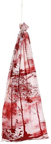 Leichensack mit blutigem Körper Halloween-Deko rot 183 cm - Rot