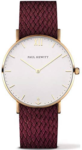 Paul Hewitt Unisex Erwachsene Analog Quarz Uhr mit Nylon Armband PH-SA-G-St-W-19S