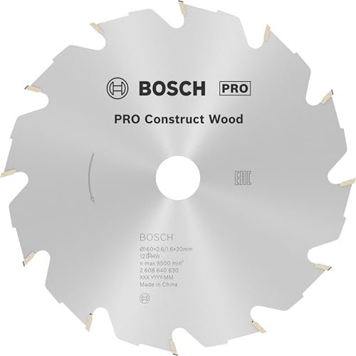 Bosch Accessories Lame de Scie Circulaire, 12 HB Dents, 20mm d’Alésage, 2.6mm Largeur de Coupe, 1.6mm Épaisseur du Corps, 160mm Diamètre