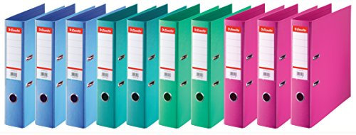 Esselte, Standard, Pack de 10 Classeurs à levier, Assorti mode, Dos 75mm, A4, PP, 624178