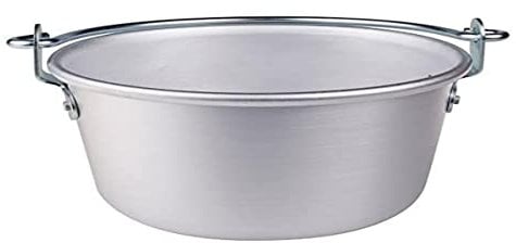 Pentole Agnelli Family Cooking Alluminio Paiolo con Manico ad Arco, Argento, 32 cm