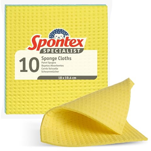 Bayetas absorbentes Specialist de Spontex | Paños de cocina superabsorbentes para una limpieza profesional | 100 % pulpa de madera con certificación PEFC | Colores surtidos | Paquete de 10