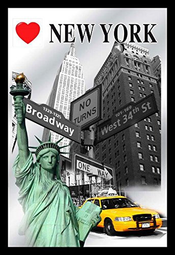 empireposter New York - Icons - Bedruckter Spiegel mit Kunststoff Rahmen, Kult-Spiegel - Größe 20x30 cm