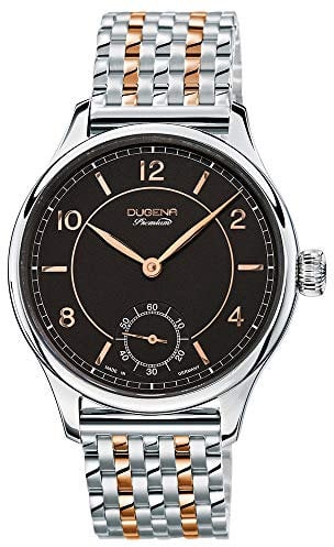 Dugena Herren-Armbanduhr 7090115 Epsilon 8, Handaufzug, anthrazitfabenes Zifferblatt, Edelstahlgehäuse, Saphirglas, Edelstahlarmband, Doppelfaltdrückerschließe, 5 bar