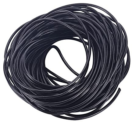 PandaHall 10m 2 mm Rindsleder Runde Lederschnüre, Schwarze Halskette Schnur Schnur für Schmuck Halskette Armband Herstellung Lieferungen