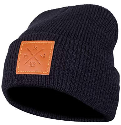 Rough Beanie - Mütze, Strickmütze mit Echt-Leder Veredelung (Manufaktur13/M13)
