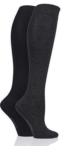SockShop Bamboo Knee High Socks - Women's Long Socks in Plain and Striped Designs, Fun, Fashionable, Bright Colours, Soft and Breathable for Comfort, 2 Pair Pack