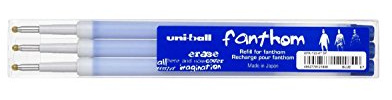 Uni-Ball Fanthom Erasable Gel Ink Pen Refill (3pcs) Blue