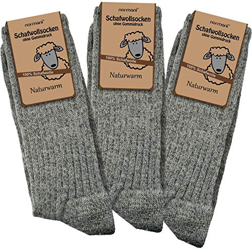 normani 3 Paar Schafwollsocken - Socken aus 100% Schafwolle - naturwarme Wintersocken für Damen und Herren