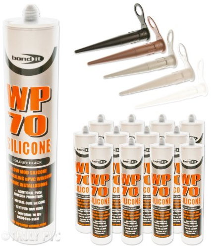 12x Bond It Transparent WP70 Neutral Cure Silicone Sealant for External Wood, Aluminium and uPVC Door and Window Frames