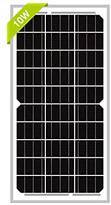 Newpowa Panneau solaire monocristallin 10 W (watts) 12 V (volts) haute efficacité pour bateau, camping-car, clôtures