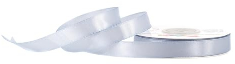 Satinband 12mm x 25m Rolle - FARBAUSWAHL in 3/6/12/18/25/38/50/75/100mm - farbecht & waschbar - Schleifenband für Hochzeit - Geschenkband zum Verpacken Dekorieren Basteln - Silber/Grau 012