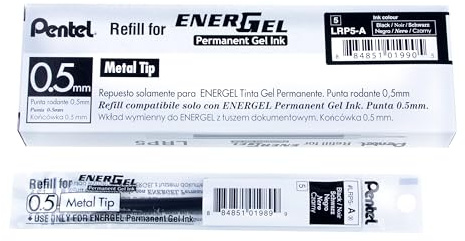 Pentel EnerGel Document LRP5 Nachfüllmine für 0.5 mm Gelschreiber, schwarz (12 Stück)