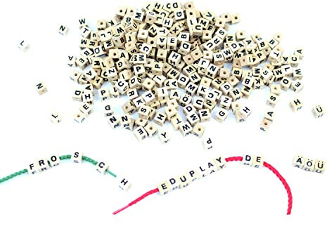 Eduplay Holz-Buchstabenwürfel zum Fädeln, 300 Stück