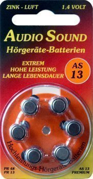 AudioSound AS 13 Typ PR48-6 Stück Hörgerätebatterien