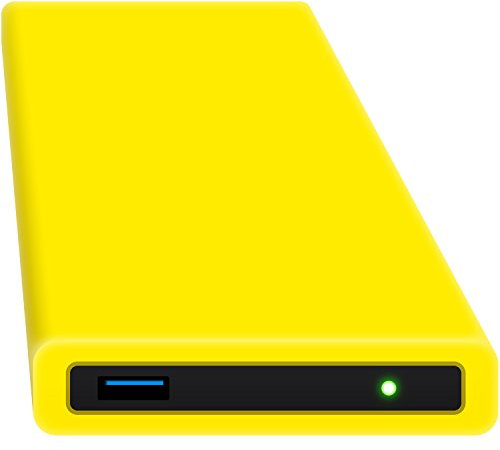 HipDisk, hard disk esterno da 63,5 mm, USB 3.0 in alluminio con cover in silicone per SATA HDD e SSD antiurTB idrorepellente Giallo 2TB SSD