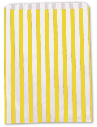 The Paper Bag Company Candy Stripe Paper Bags, 5 x 7 Inches - Yellow, Pack of 200