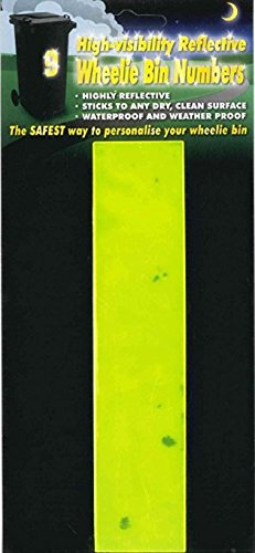 WHL Pack of 2 Hi Vis Wheelie Bin House Numbers Yellow Number 1