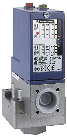 Telemecanique Sensors XMLB002A2S11 XMLB Pressure Switch, Adjustable Scale 2 Thresholds, 1 C/O, 2.5 bar
