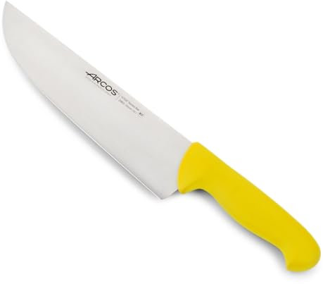 Arcos Serie 2900 - Cuchillo Carnicero Ancho - Hoja de Acero Inoxidable NITRUM de 250 mm - Mango inyectado en Polipropileno Color amarillo
