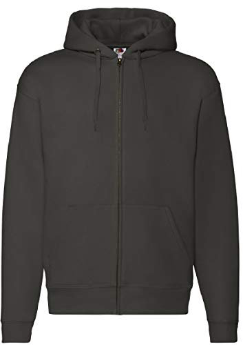 Fruit of the Loom Mens Zip Through Hooded Sweatshirt/Hoodie (S) (Charcoal)