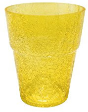 Polnix Blumentopf rund Orchideentopf Orchidee D 130 mm H 165 mm Glas Übertopf Kristall Glasscherben gelb