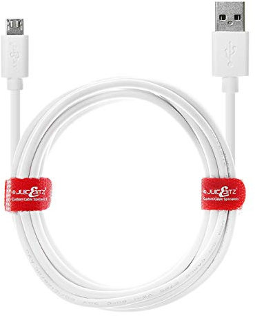 JuicEBitz 3m/10ft FAST 2.4A Micro USB Charger Cable compatible with Android Phones & Tablets: Samsung Galaxy A10 S7 S6 S5 Tab S2 TabA/LG W30 K50 / Cubot/HTC/Sony Xperia (White)