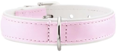 HUNTER Collier pour Chien - Style Moderne - en Cuir synthétique - Classique - Taille XXS-XS - Rose et Blanc