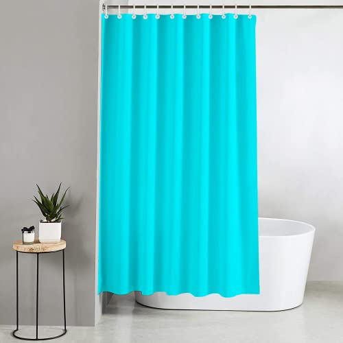Blue Canyon Plain Shower Curtains | 100% Polyester Shower Curtain | Anti-Bacterial Surface Treatment | Water Repellent| Weighted Hem | 180 X 180cm | 12 Reinforced Eyelets With Hooks Included (Blue)