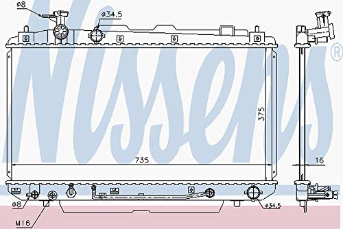 NISSENS Kühler Motorkühlung Kühler Wasserkühler Motorkühler Netzbreite 738mm Netzlänge 375mm Netztiefe 16mm 646852