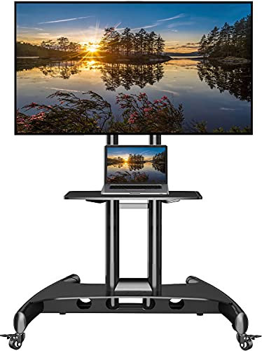 NB North Bayou TV Ständer Mobil TV-Wagen TV Rollwagen mit Tablett, Stabil Halterung Fernsehtisch für 32-75 Zoll OLED/LCD/LED Max VESA 600x400mm AVA1500-60-1P