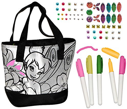 alles-meine.de GmbH Bastelset zum Bemalen für Umhängetasche/Schultertasche - Tinkerbell - abwischbar groß - Kindertasche Tasche Stoff Mädchen Tragetasche Fairy Fairies