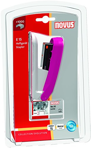 Novus Blister Heftgeraet Novus E15 pink inkl. HK10