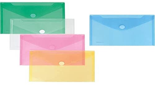 Anon Sichttasche A5quer, transp. farbig sortiert, 10 Stück, je 2 x transparent, blau/grün/gelb/rot