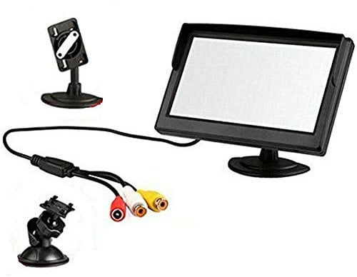 BW 5 Inch TFT-LCD Security Digital Car Monitor Car View Monitor with Two Brackets and Two Video Input, High -resolution Picture & Full Color LCD Backlight Display For Car Rear View Cameras/Car DVD/VCD/GPS/other Video Equipment