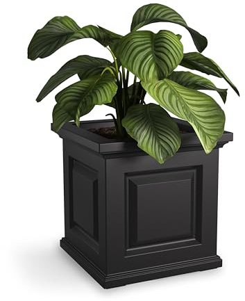 Mayne Nantucket 16-Inch Square Planter – Self-Watering, Weather-Resistant Planter for Flowers – Durable Outdoor Design for Patio, Porch, or Entryway