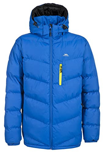 Trespass Herren Blustery Warme Gepolsterte wasserdichte Regenjacke Mit Abnehmbarer Kapuze, Electric Blue, XL