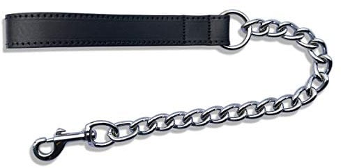 BBD 25-inch Ex Heavy Leather Chain Lead, Black