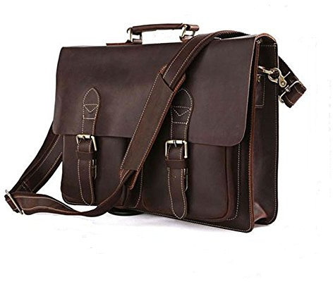 YAAGLE Europäisch erste Schicht aus Leder Retrotasche Herren Schultertasche Handtasche Kuriertasche Umhängetasche-Kaffee