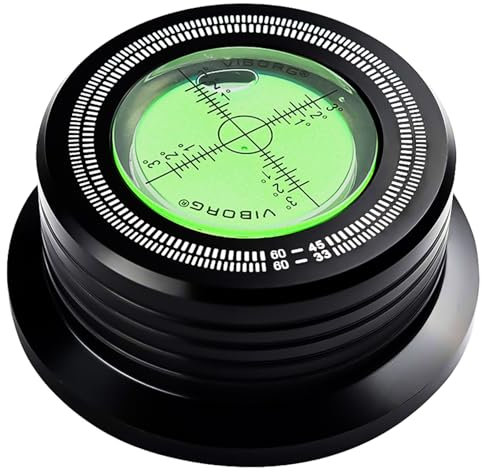 Viborg LP628B Schallplattengewicht-Stabilisator, Plattenspieler-Wasserwaage und Stroboskop-Skala, All-in-One, 280 G LP Disc Stabilisator, Vinyl-Klemme für Phonograph (60 Hz, schwarz)