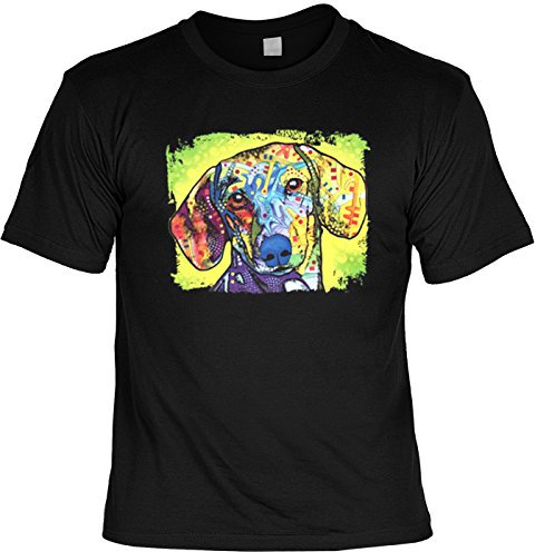 Dackel Motiv T-Shirt - Neon Hunde Shirt : Dachshund - Kunstmotiv Hunde Kunstdruck Gr: 5XL