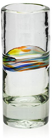 Tumia LAC Vaso de Chupito/Tequila Artesanal – Vidrio Reciclado – Raya Multicolor